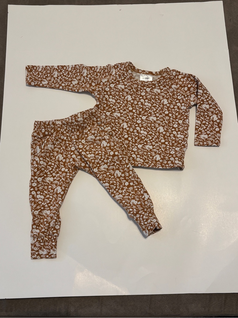 Kids Floral Matching Set in Rust - Long Sleeve Top & Pants